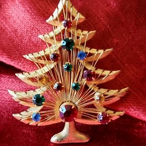 Vintage Signed Brooks Harp Christmas Tree Pin - Bookpiece